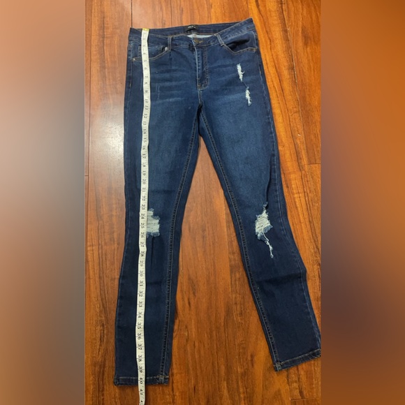Classic Blue Distressed Skinny Jeans - Picture 8 of 11